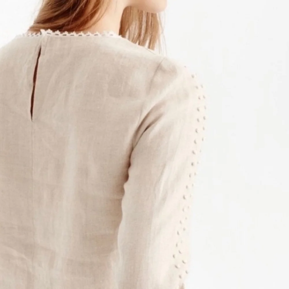 ❤️ J CREW LINEN FRINGE TRIM TOP, 10P